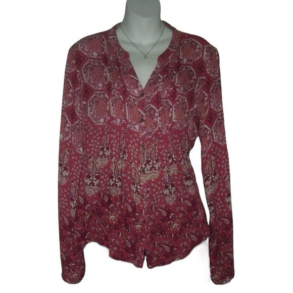 Prana Blouse Paisley Floral Boho Bohemian Fairy Cottagecore Whimsygoth Peasant M - Picture 1 of 8
